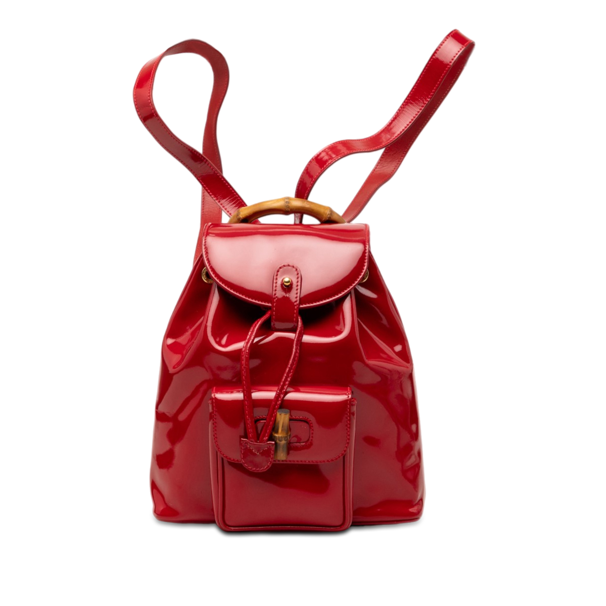Pre-Loved Gucci Patent Bamboo Drawstring Backpack